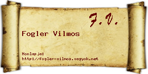 Fogler Vilmos névjegykártya
